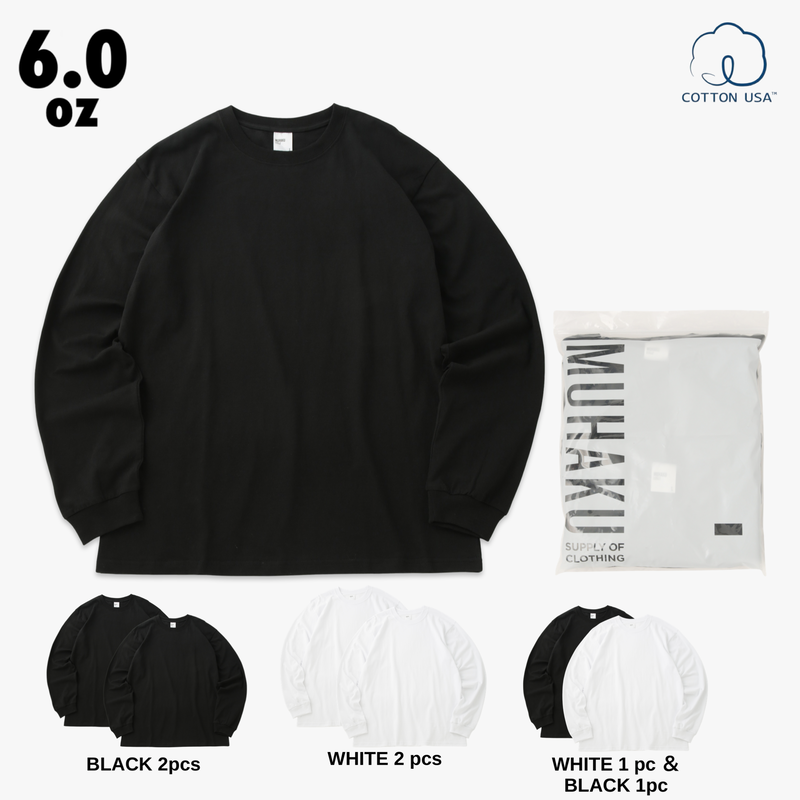 2 pcs PACK LS TEE /JUST RIGHT LS TEE 6.0oz – MUHAKU